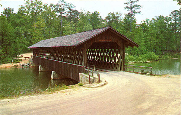 W.W. King's Covered Bridge at Stone Mountain c. 1960s 📷Historic Postcard Collection, RG 48-2-5, Georgia Archives