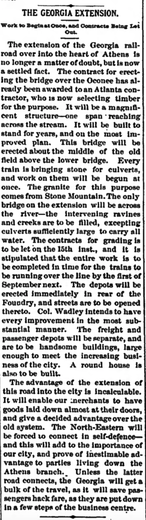 Athens Banner-Watchman, 4/13/1882, "The Georgia Extension"