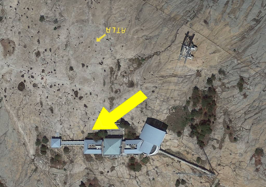 Locations of the fading flight arrows on top of Stone Mountain