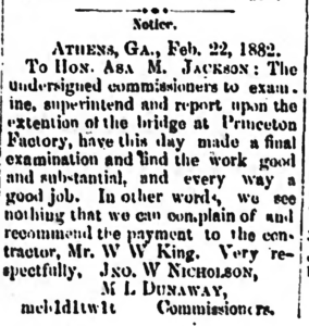 Athens Weekly Banner, March 2, 1882-Princeton Factory Extension
